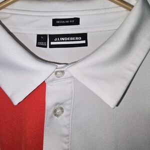 J.Lindeberg Men's White and Red Polo Shirt